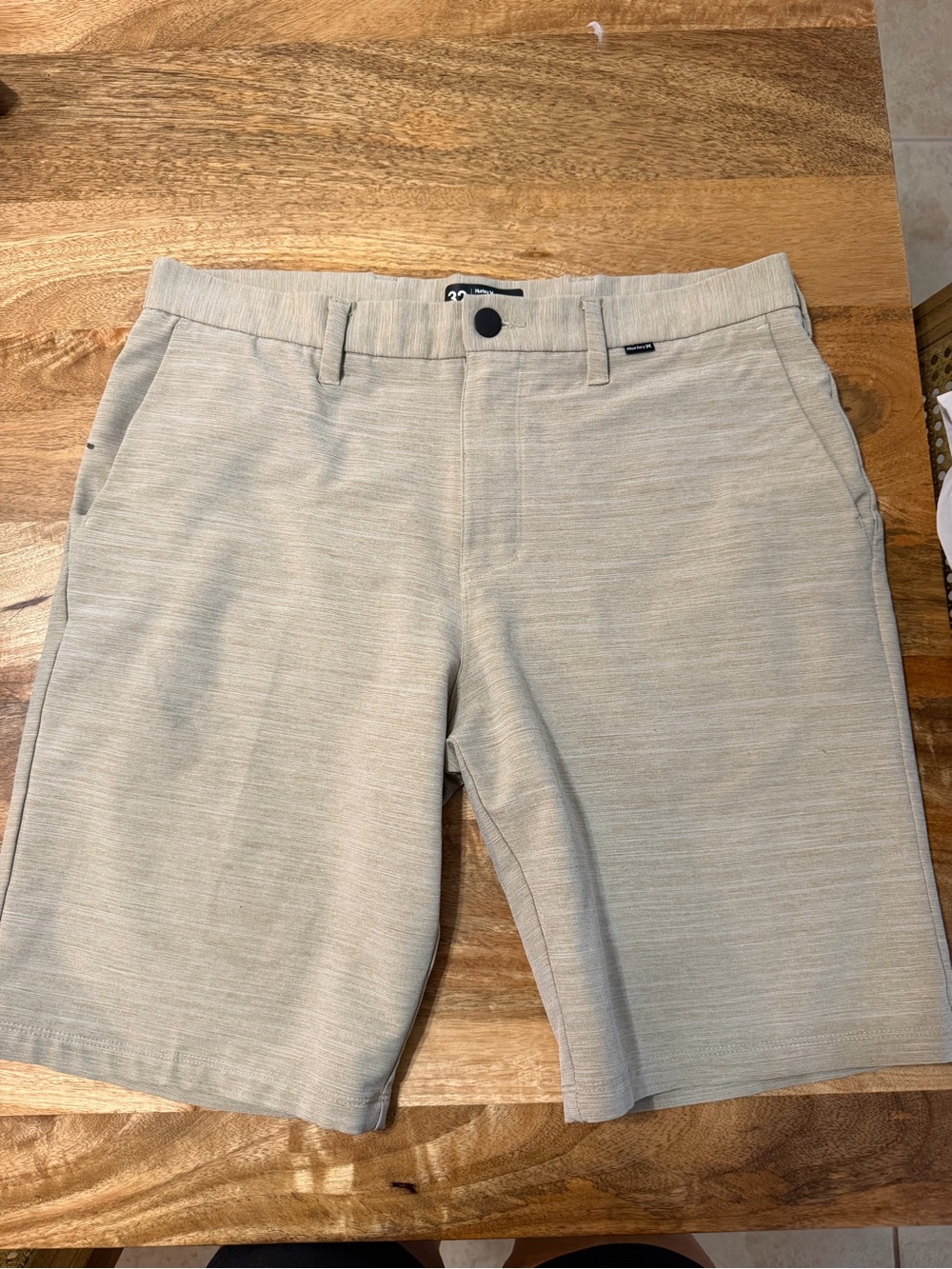 Hurley Light Beige Flat Front Men's Shorts